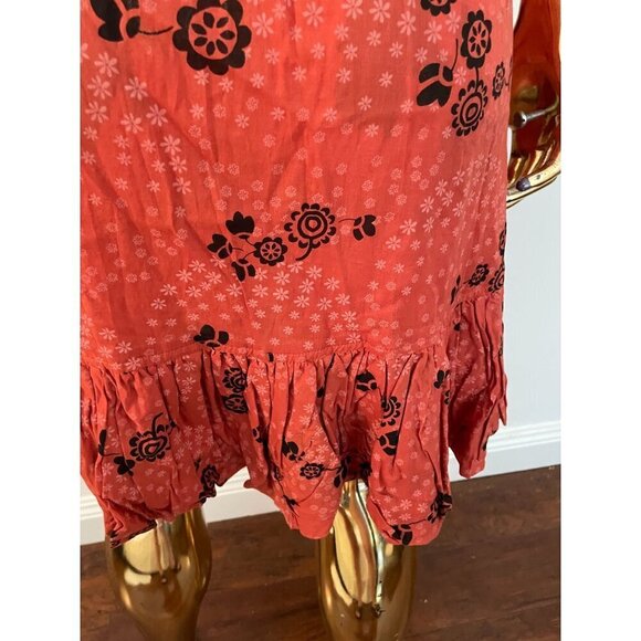 Free People Y2K Vintage Red Dress With Butterfly Detail Floral Print & Black Bel - Picture 5 of 7